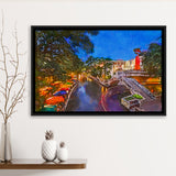 San Antonio Texas Usa Cityscape River City Art Watercolor Framed Canvas Prints Wall Art Home Decor,Floating Frame