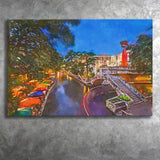 San Antonio Texas Usa Cityscape River City Art Watercolor Canvas Prints Wall Art Home Decor, Large Canvas