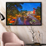 San Antonio Texas Usa Cityscape River City Art Watercolor Framed Canvas Prints Wall Art Home Decor,Floating Frame