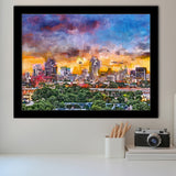 San Antonio Texas Usa Downtown Skyline City Art Watercolor Framed Art Prints Wall Art Decor,Framed Picture
