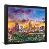 San Antonio Texas Usa Downtown Skyline City Art Watercolor Framed Art Prints Wall Art Decor,Framed Picture