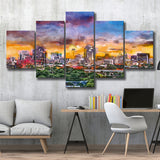 San Antonio Texas Usa Downtown Skyline 5 Pieces Mixed Canvas Prints Wall Art Home Decor