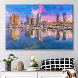 San Diego California Usa Downtown City City Art Watercolor Canvas Prints Wall Art Home Decor, Large Canvas