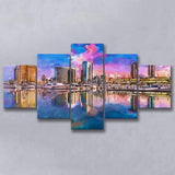 San Diego California Usa Downtown City 5 Pieces Mixed Canvas Prints Wall Art Home Decor
