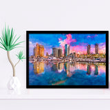 San Diego California Usa Downtown City City Art Watercolor Framed Art Prints Wall Art Decor,Framed Picture