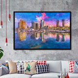 San Diego California Usa Downtown City City Art Watercolor Framed Art Prints Wall Art Decor,Framed Picture
