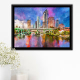 San Juan Puerto Rico Caribbean Coast City Art Watercolor Framed Canvas Prints Wall Art Home Decor,Floating Frame