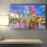 San Juan Puerto Rico Caribbean Coast City Art Watercolor Canvas Prints Wall Art Home Decor, Large Canvas