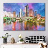 San Juan Puerto Rico Caribbean Coast City Art Watercolor Canvas Prints Wall Art Home Decor, Large Canvas