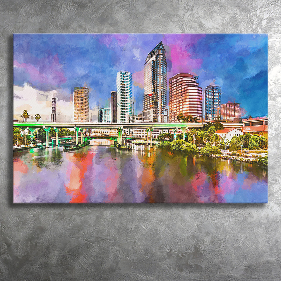 San Juan Puerto Rico Caribbean Coast City Art Watercolor Canvas Prints Wall Art Home Decor, Large Canvas