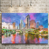 San Juan Puerto Rico Caribbean Coast City Art Watercolor Canvas Prints Wall Art Home Decor, Large Canvas