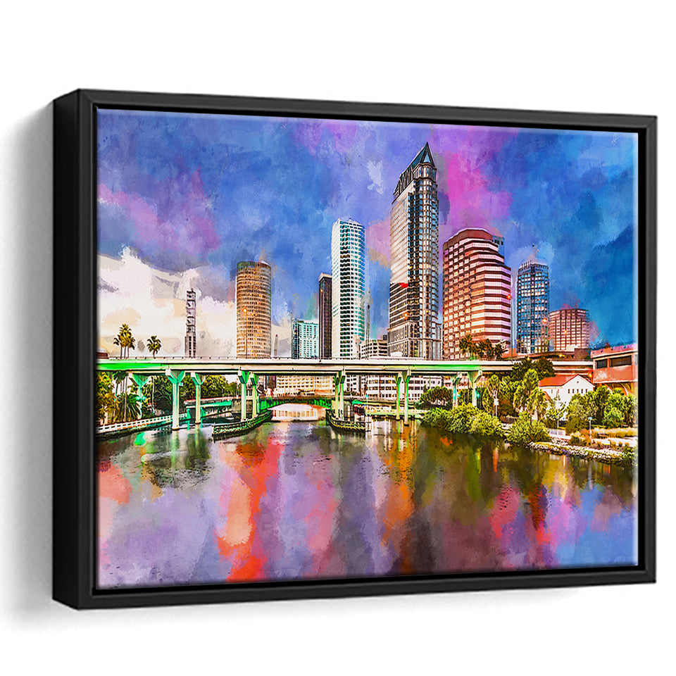 San Juan Puerto Rico Caribbean Coast City Art Watercolor Framed Canvas Prints Wall Art Home Decor,Floating Frame