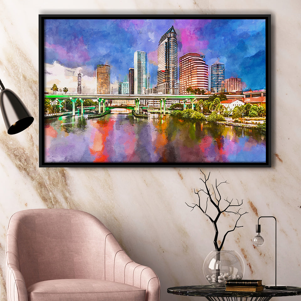 San Juan Puerto Rico Caribbean Coast City Art Watercolor Framed Canvas Prints Wall Art Home Decor,Floating Frame