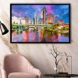 San Juan Puerto Rico Caribbean Coast City Art Watercolor Framed Canvas Prints Wall Art Home Decor,Floating Frame
