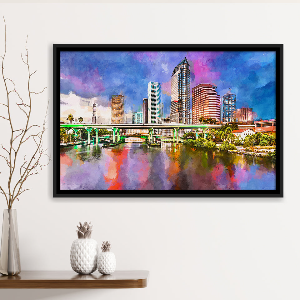 San Juan Puerto Rico Caribbean Coast City Art Watercolor Framed Canvas Prints Wall Art Home Decor,Floating Frame