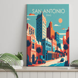 San Antonio Texas Retro Art Print ,City Art Print, Large Canvas, Canvas Print Wall Art Home Decor