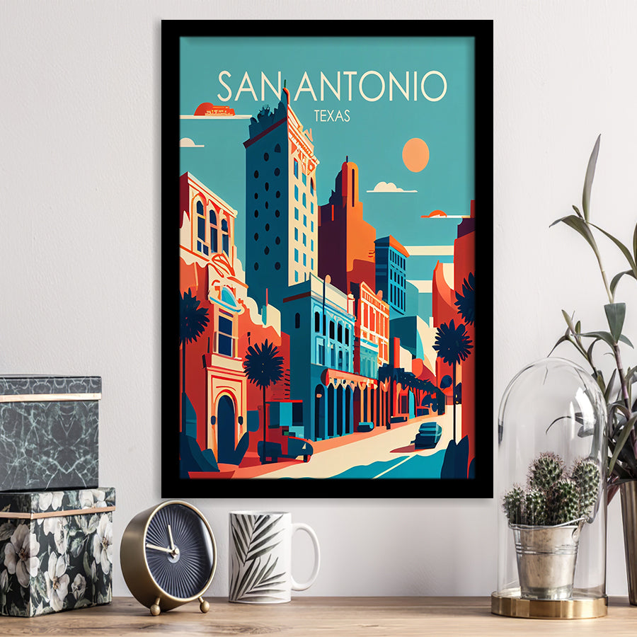 San Antonio Texas Retro Art Print, City Art Print, Framed Art Print Wall Art Home Decor, Framed Picture