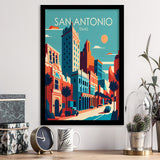 San Antonio Texas Retro Art Print, City Art Print, Framed Art Print Wall Art Home Decor, Framed Picture