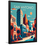 San Antonio Texas Retro Art Print, City Art Print, Framed Art Print Wall Art Home Decor, Framed Picture