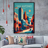 San Antonio Texas Retro Art Print, City Art Print, Framed Art Print Wall Art Home Decor, Framed Picture