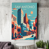 San Antonio Texas Retro Art Print ,City Art Print, Large Canvas, Canvas Print Wall Art Home Decor