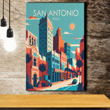 San Antonio Texas Retro Art Print ,City Art Print, Large Canvas, Canvas Print Wall Art Home Decor