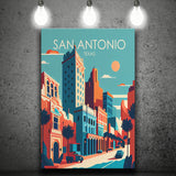 San Antonio Texas Retro Art Print ,City Art Print, Large Canvas, Canvas Print Wall Art Home Decor