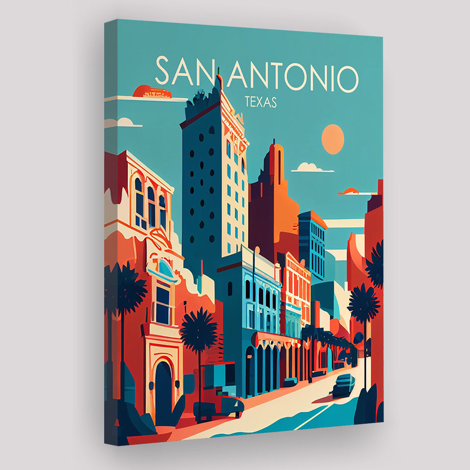 San Antonio Texas Retro Art Print ,City Art Print, Large Canvas, Canvas Print Wall Art Home Decor