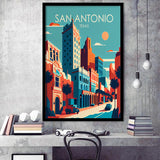 San Antonio Texas Retro Art Print, City Art Print, Framed Art Print Wall Art Home Decor, Framed Picture