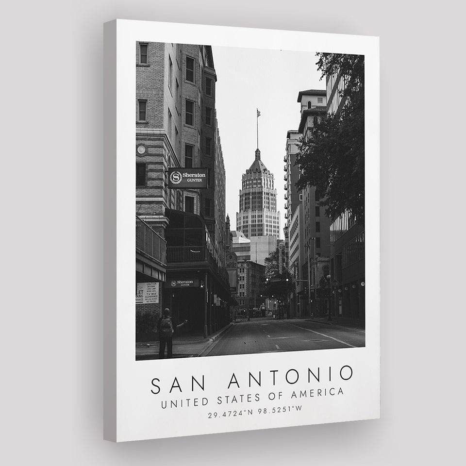 San Antonio, Usa Black And White Art Canvas Prints Wall Art Home Decor