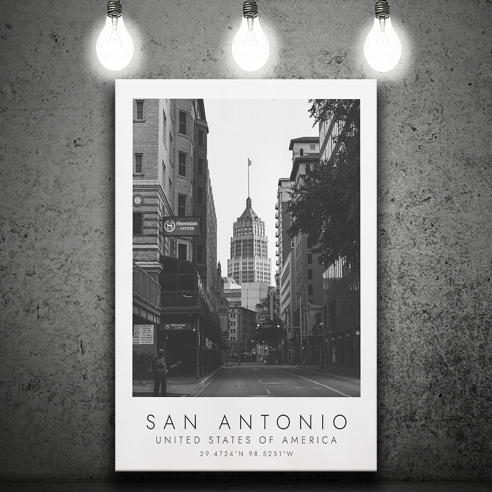 San Antonio, Usa Black And White Art Canvas Prints Wall Art Home Decor
