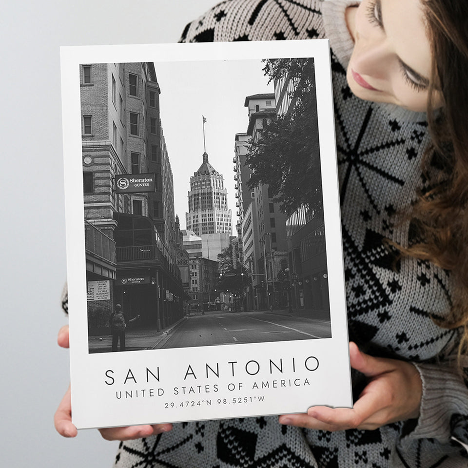 San Antonio, Usa Black And White Art Canvas Prints Wall Art Home Decor