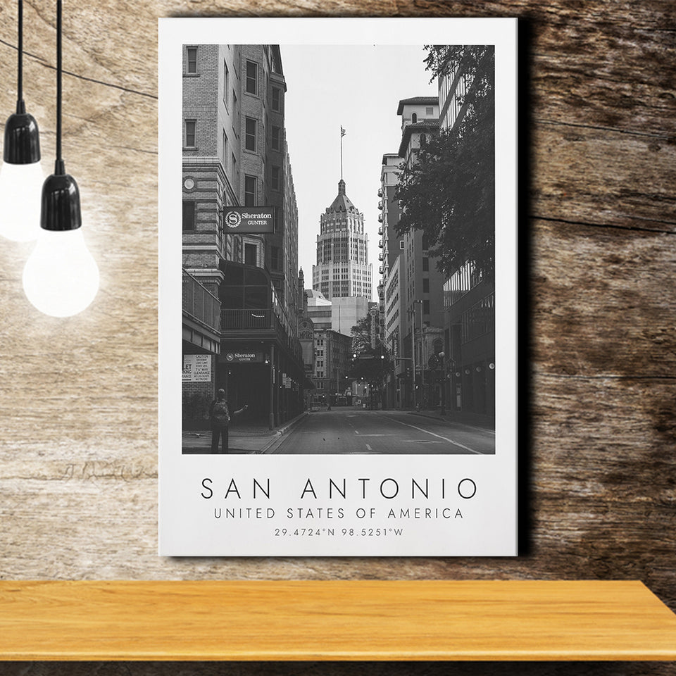 San Antonio, Usa Black And White Art Canvas Prints Wall Art Home Decor