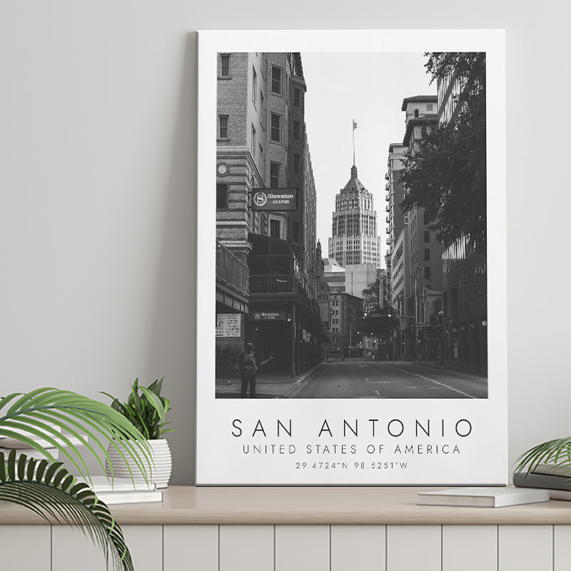 San Antonio, Usa Black And White Art Canvas Prints Wall Art Home Decor