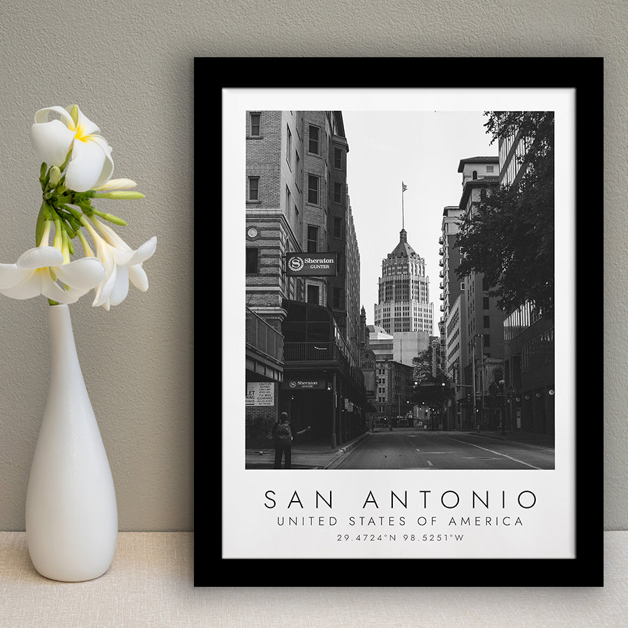 San Antonio, Usa Black And White Art Framed Art Prints Wall Art Decor, Framed Picture