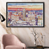 San Antonio Watercolor San Antonio Texas, Sport Art Prints Fan Gift, Framed Canvas Prints Wall Art Decor