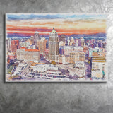 San Antonio Watercolor San Antonio Texas, Sport Art Prints Fan Gift, Canvas Prints Wall Art Decor