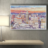 San Antonio Watercolor San Antonio Texas, Sport Art Prints Fan Gift, Canvas Prints Wall Art Decor