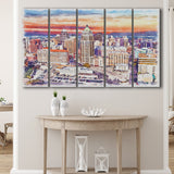 San Antonio Watercolor San Antonio Texas, 5 Pieces B, Multi Panel Canvas Prints Wall Art Decor