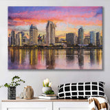 San Diego Cityscape at Sunset Canvas Prints Wall Art Decor - Paiting Canvas, Art Prints, Wall Decor, For Sale