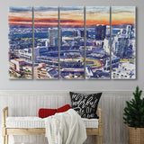 San Diego Padres Petco Park Watercolor, 5 Pieces B, Multi Panel Canvas Prints Wall Art Decor