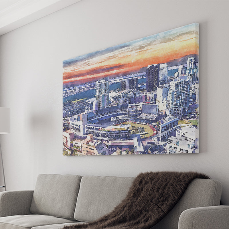 San Diego Padres Petco Park Watercolor, Sport Art Prints Fan Gift, Canvas Prints Wall Art Decor