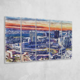 San Diego Padres Petco Park Watercolor, 5 Pieces B, Multi Panel Canvas Prints Wall Art Decor