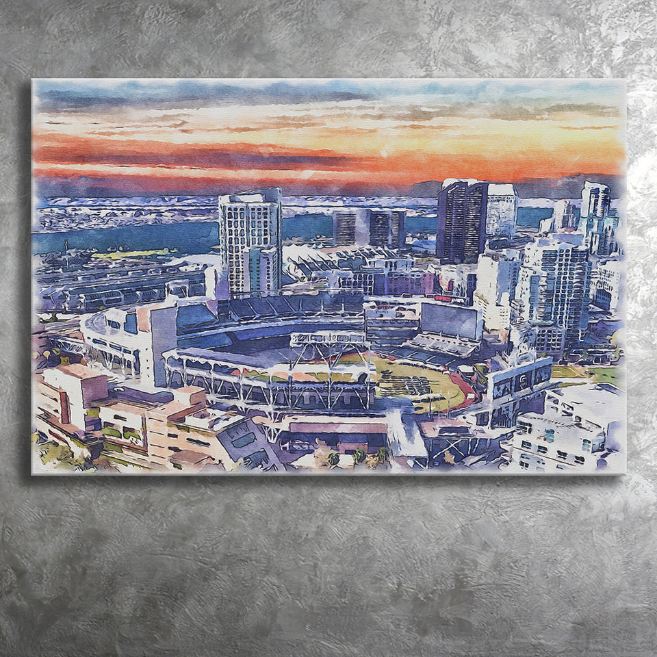 San Diego Padres Petco Park Watercolor, Sport Art Prints Fan Gift, Canvas Prints Wall Art Decor