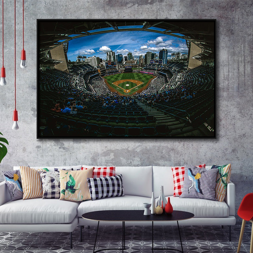 San Diego Padres Stadium Framed Canvas Prints Petco Park Wall Art,Sport Stadium Art Prints, Fan Gift