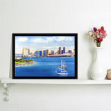 San Diego Skyline With Meridien Framed Canvas Wall Art - Framed Prints, Prints for Sale, Canvas Painting