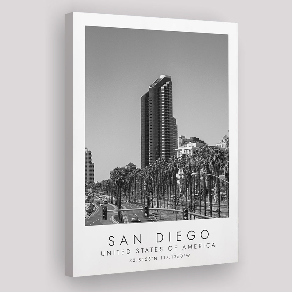 San Diego, Usa Black And White Art Canvas Prints Wall Art Home Decor