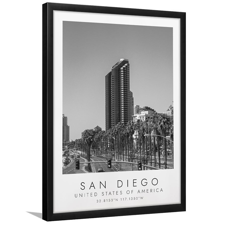 San Diego, Usa Black And White Art Framed Art Prints Wall Art Decor, Framed Picture