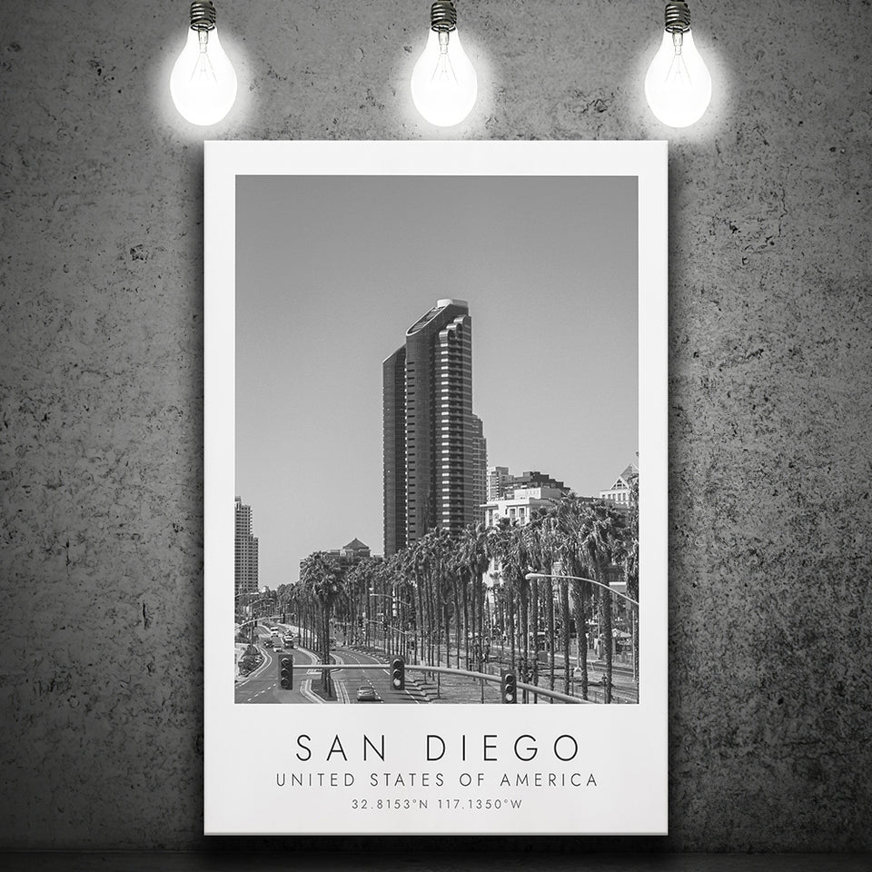 San Diego, Usa Black And White Art Canvas Prints Wall Art Home Decor