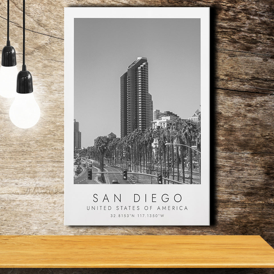 San Diego, Usa Black And White Art Canvas Prints Wall Art Home Decor